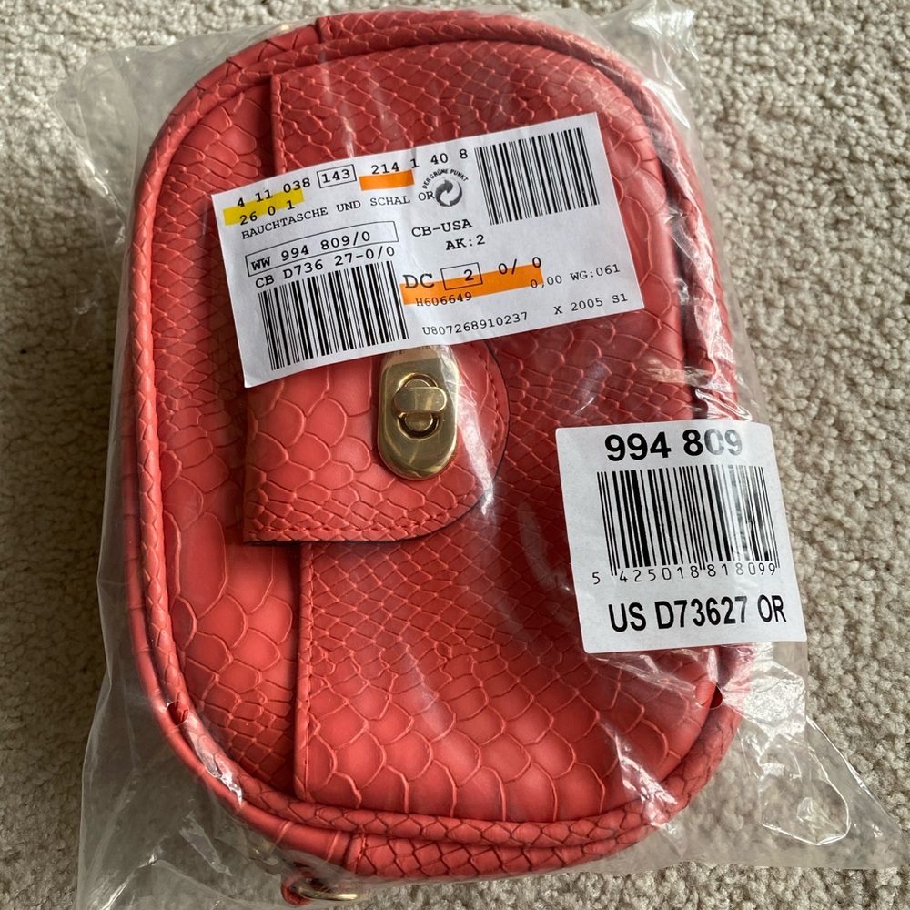 NEW Orange Adjustable Crossbody or Belt Bag w/scarf